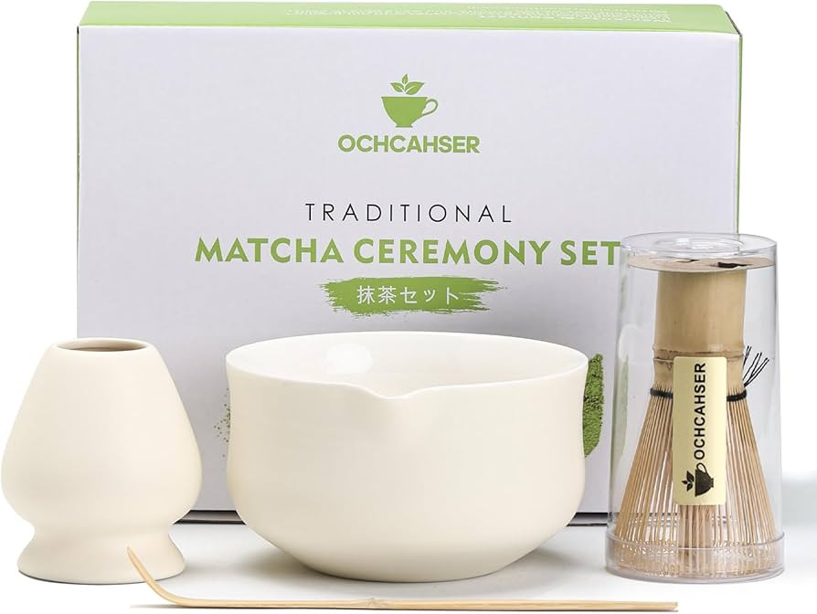 Matcha Set, Japanese Tea Set Includes Matcha Bowl with Spout, Matcha Whisk Holder (chasen), Bambo... | Amazon (US)