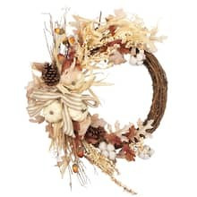 23" Cream Pumpkin & Leaves Wreath by Ashland® | Michaels Stores