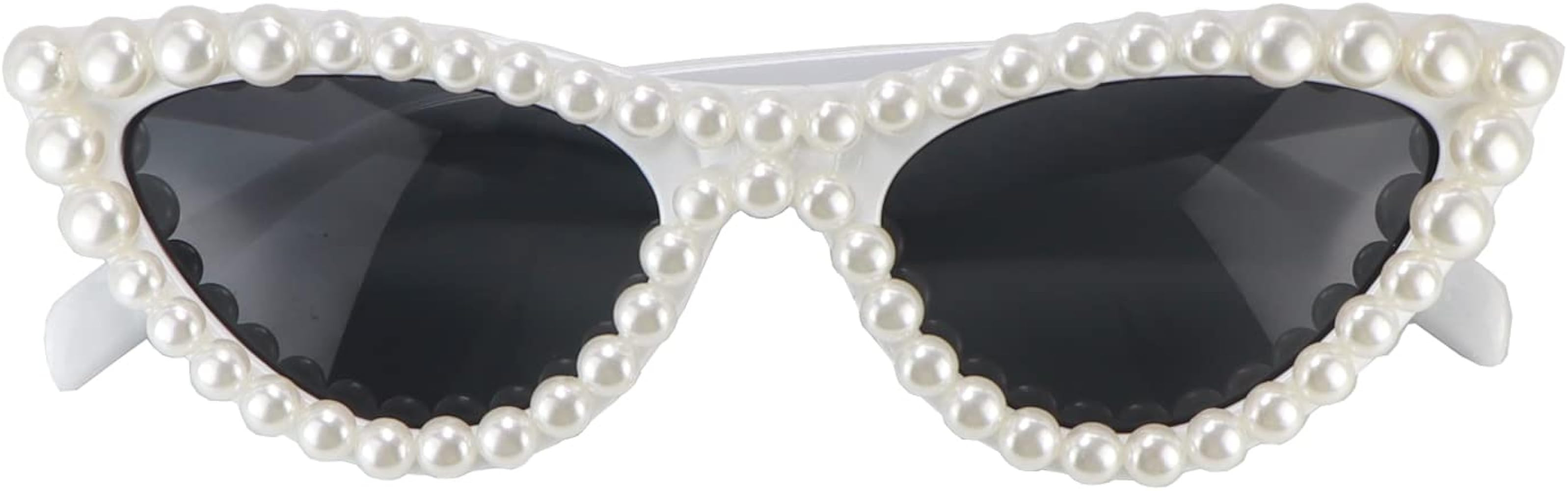 FUPRECIOUS Pearl Cat Eye Sunglasses Womens Cute Fashion Trendy Eyewear | Amazon (US)
