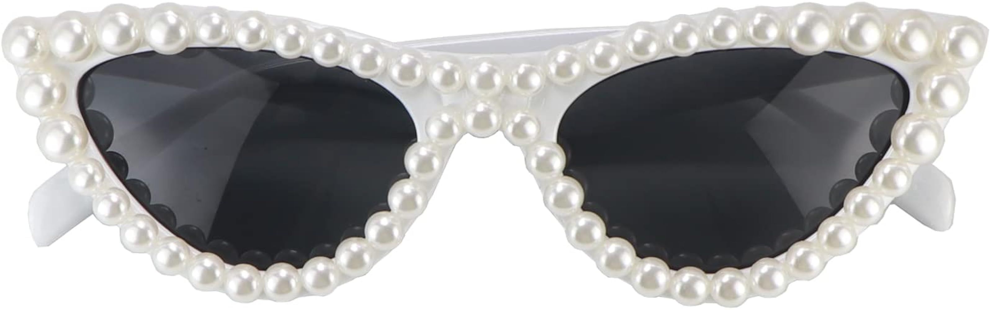 FUPRECIOUS Pearl Cat Eye Sunglasses Womens Cute Fashion Trendy Eyewear | Amazon (US)