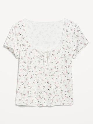 Floral Pointelle-Knit T-Shirt for Women | Old Navy (US)