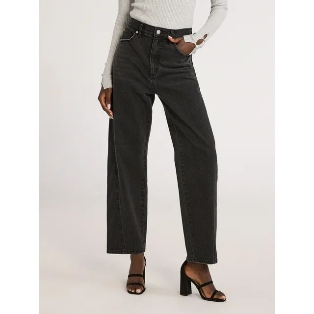 Scoop Women's Mid Rise Barrel Leg Jeans, Sizes 0-20 | Walmart (US)