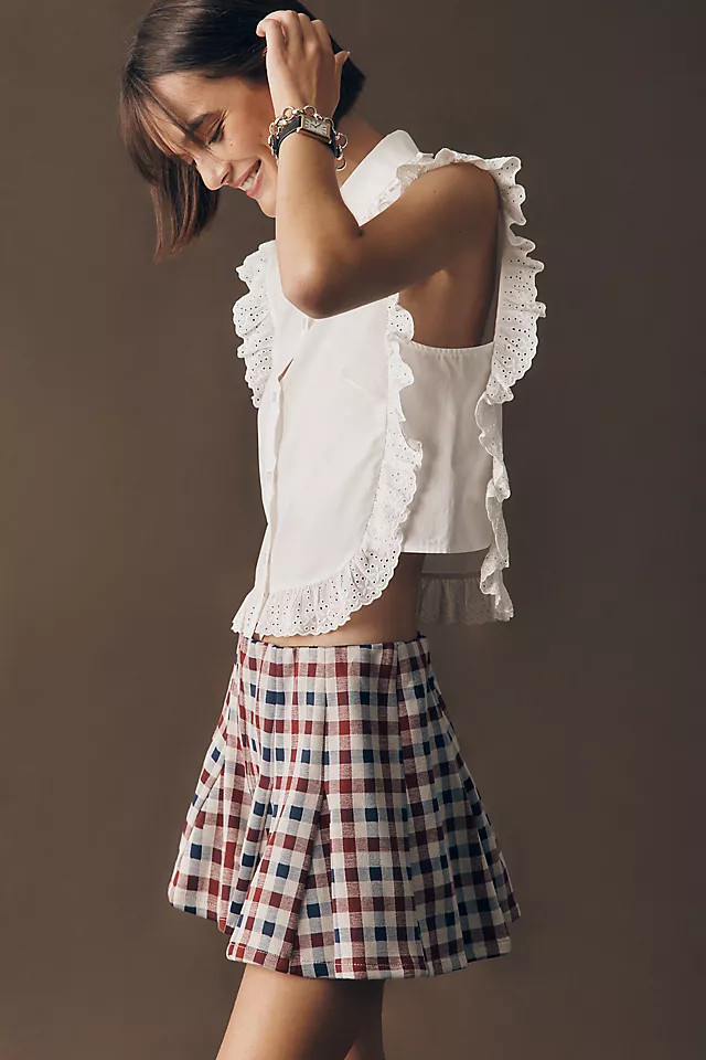 Godet Plaid Skirty Shorts | Anthropologie (US)