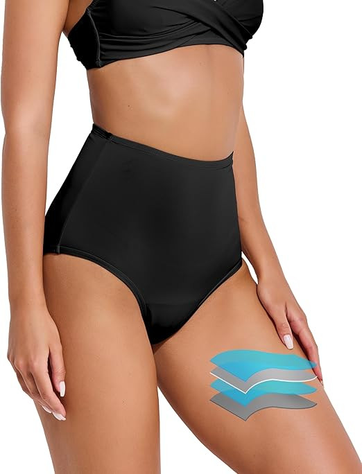 Beautikini Period Swimwear High Waisted Swim Bottoms Menstrual Leakproof Bikini Short for Teens, ... | Amazon (US)