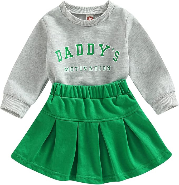 St Patricks Day Toddler Girl Outfit Clothes Little Kids Long Sleeve Sweatshirt Pullover Skirt Set... | Amazon (US)