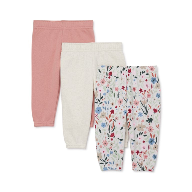Garanimals Baby Girls' Fleece Jogger Pants, 3-Pack, Sizes 6M-24M | Walmart (US)