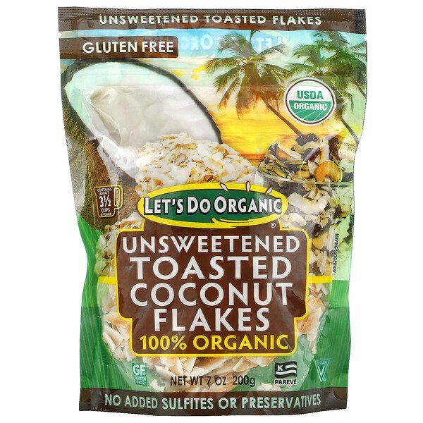 Edward & Sons, Let's Do Organic, 100% Organic Unsweetened Toasted Coconut Flakes, 7 oz Pack of 4 | Walmart (US)