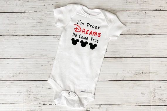 I'm Proof Dreams Do Come True Disney Family Baby Onesie Personalized Gerber White Bodysuit Birth ... | Etsy (US)