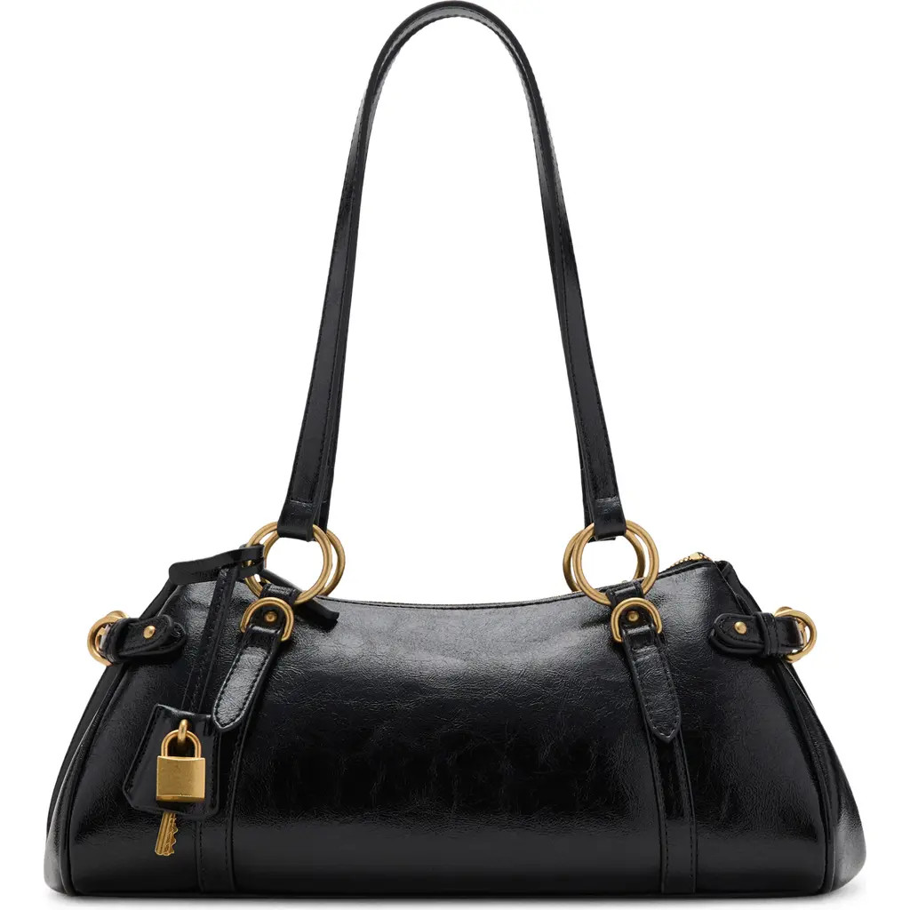 MANGO Faux Leather Bowling Shoulder Bag in Black at Nordstrom | Nordstrom