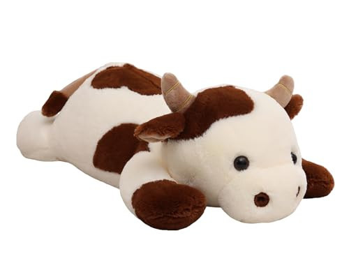YESGIRL 25.6 inch 5 lbs Cow Weighted Stuffed Animals, Large Weighted Plush Animal, Cute Plush Toy Pillow, Soft Kawaii Plushie Gifts for Adults, Kids, Boys and Girls(Off-White) | Amazon (US)