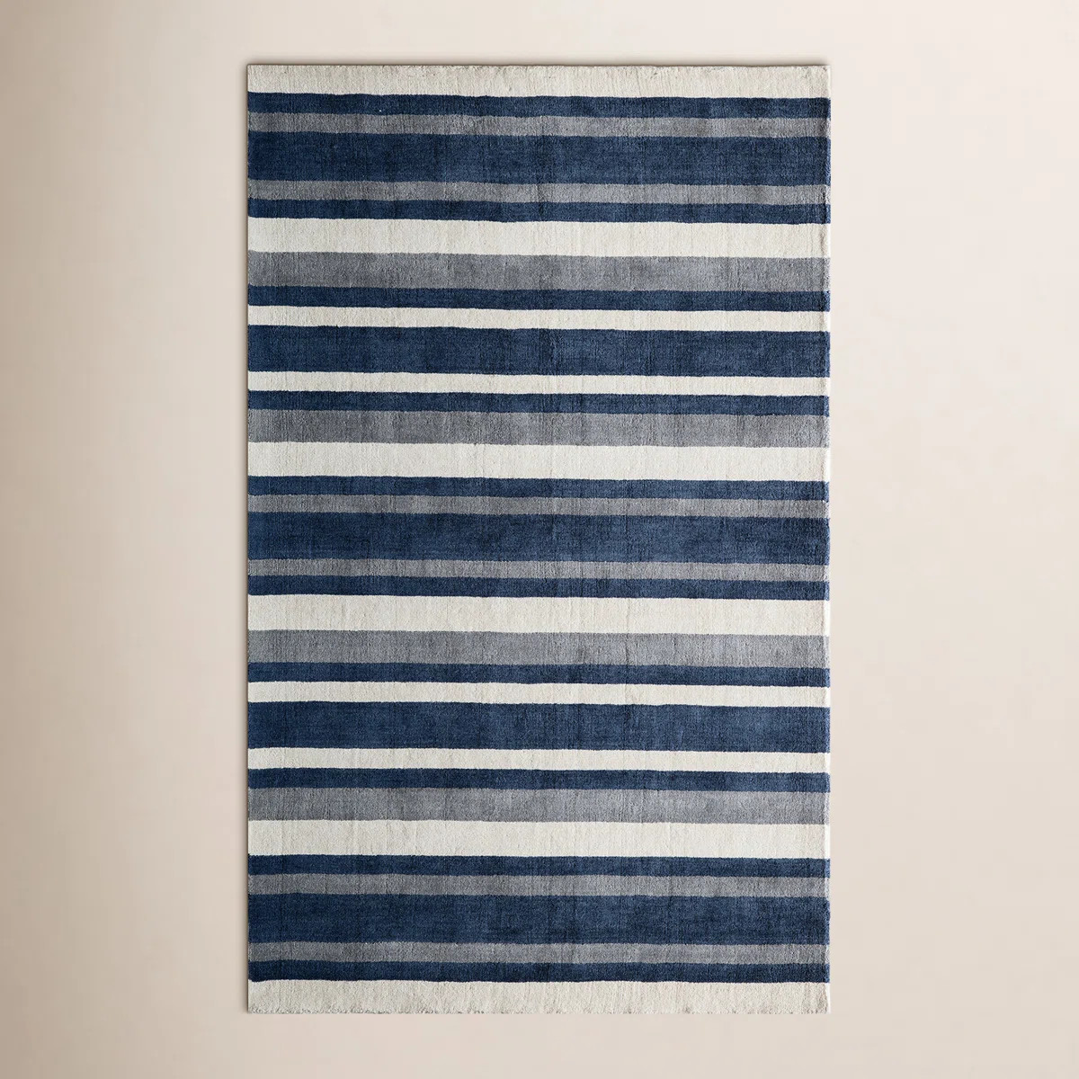 Birch Lane™ Winston Striped Handmade Tufted Wool Area Rug in Navy/Ivory Rug & Reviews | Wayfair | Wayfair North America