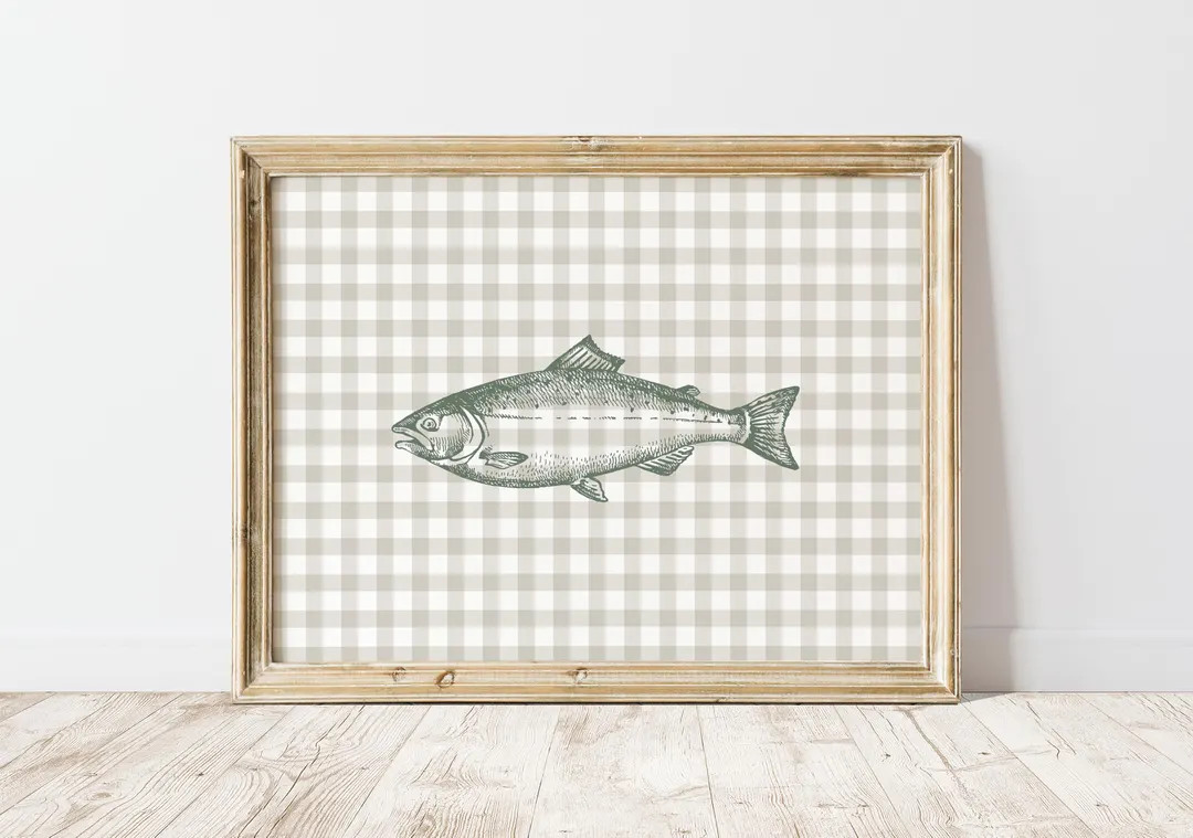 Trendy Vintage Fish Poster, Digital Download Wall Art, Boy Nursery Fishing Decor, Cottagecore Toy... | Etsy (US)