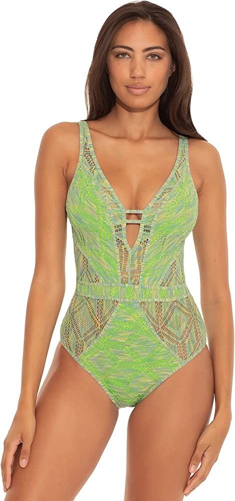 Becca by Rebecca Virtue Women's Mosaics Show & Tell Plunge One Piece Swimsuit | Amazon (US)