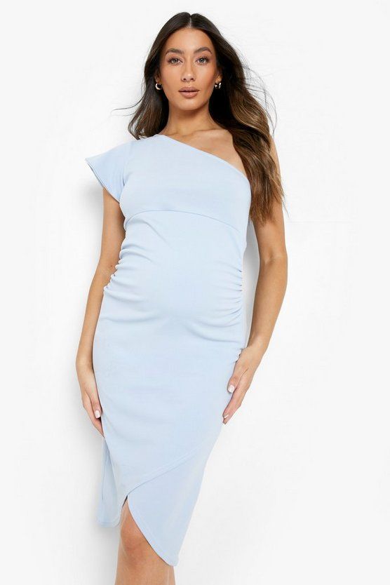 Maternity Frill Sleeve Wrap Hem Dress | boohoo | Boohoo.com (US & CA)