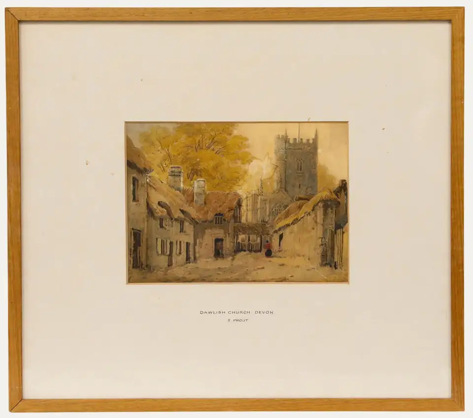 Manner of Samuel Prout OWS (1783-1852) - Framed Watercolour, Dawlish Church | 1stDibs