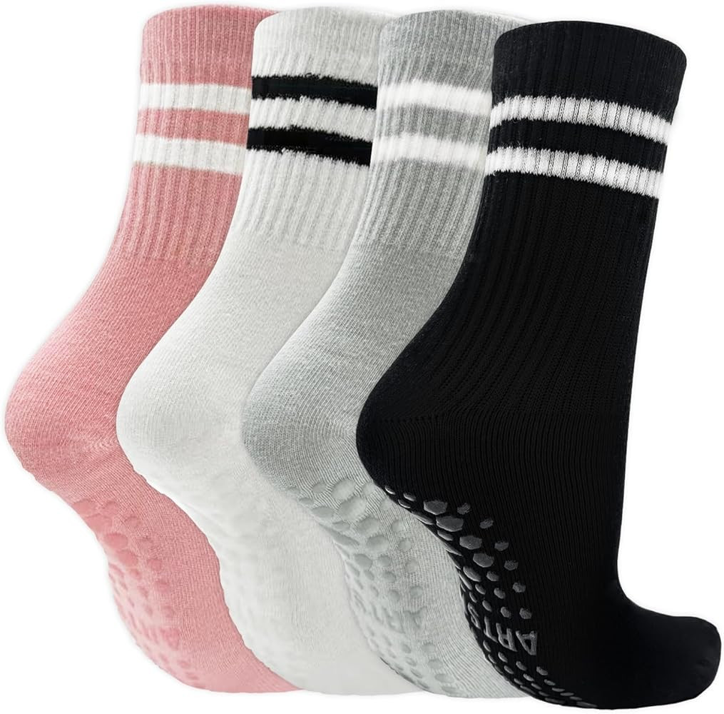 Pilates Socks with Grips for Women, Non Slip Grippy Socks, Soft Yoga & Barre Sock for Athletic Wo... | Amazon (US)