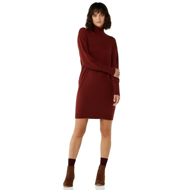 Free Assembly Women's Lightweight Turtleneck Sweater Dress | Walmart (US)