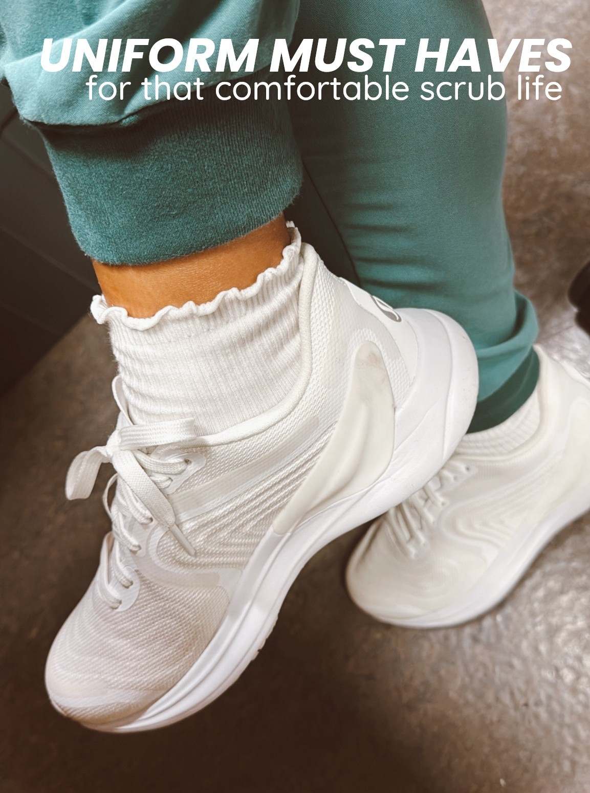 12-hour shifts, but make it cute 👟✨ Lulu-fit scrubs, girly socks, and kicks that keep up!

Wearing size M scrub top & bottom, Small/ Medium sock for a 7.5 shoe, and 7.5 shoe size in Blissfeel 2! 

#LTKSaleAlert #LTKShoeCrush #LTKActive
