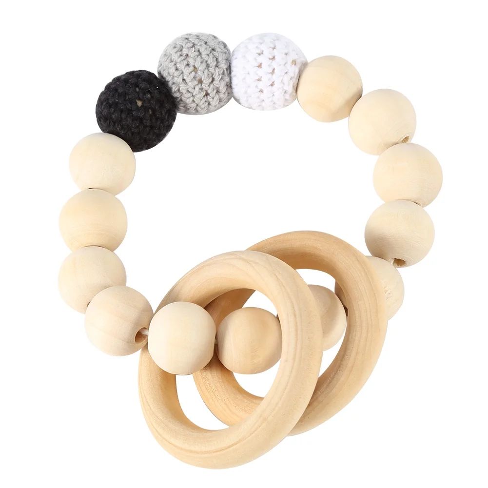 EECOO Handmade Natural Wooden Baby Teether Bracelet Crochet Beads Teething Ring Infant Toy Gift B... | Walmart (US)