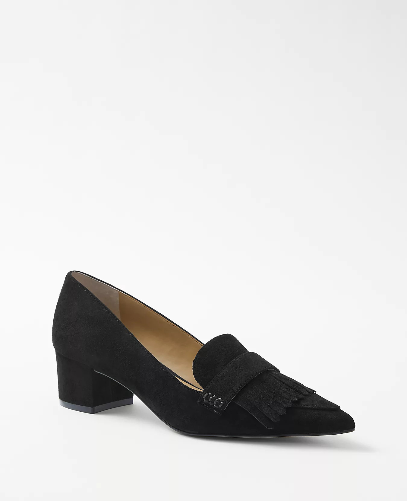 Kiltie Suede Block Heel Pumps | Ann Taylor (US)