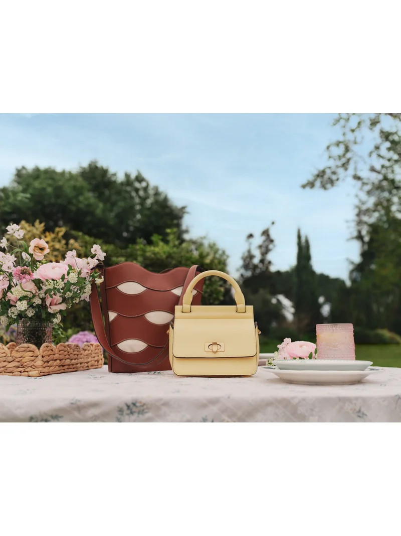 Scoop Women's Faux Leather Top Handle Mini Bag with Crossbody Strap, Yellow | Walmart (US)