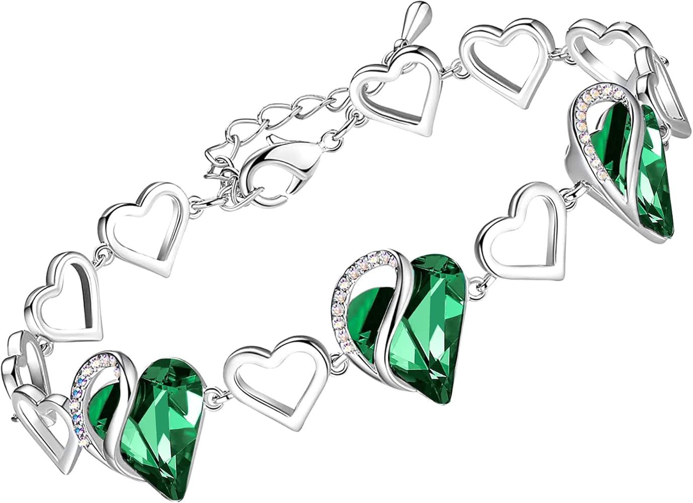 Leafael Infinity Love Heart Link Bracelets, Birthstone or Healing Stone Crystal Bracelet for Wome... | Amazon (US)