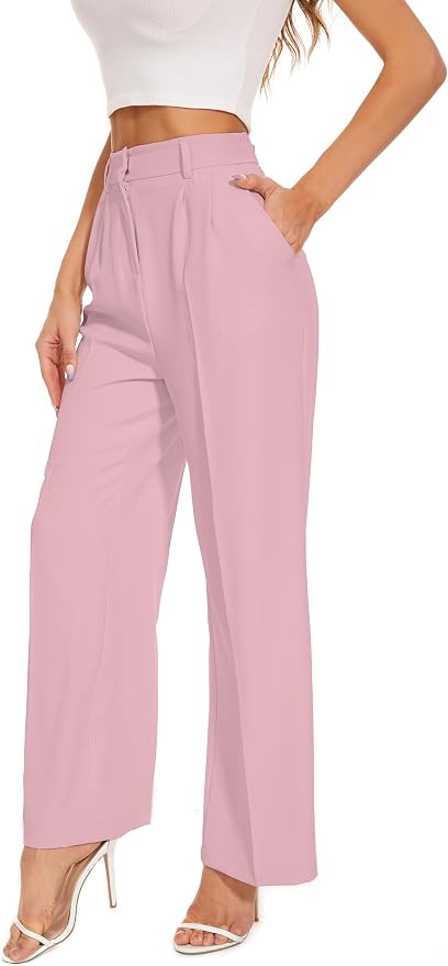 FUNYYZO Wide Leg Dress Pants for Women Work Slacks Business Casual Outfits | Office Dress Pants f... | Amazon (US)