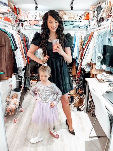 New Year’s Eve glam for church last Sunday 🎉 Featuring Piper in two different colored shoes because she insisted 👠 My dress is still available! Head to my stories for the link 👗
