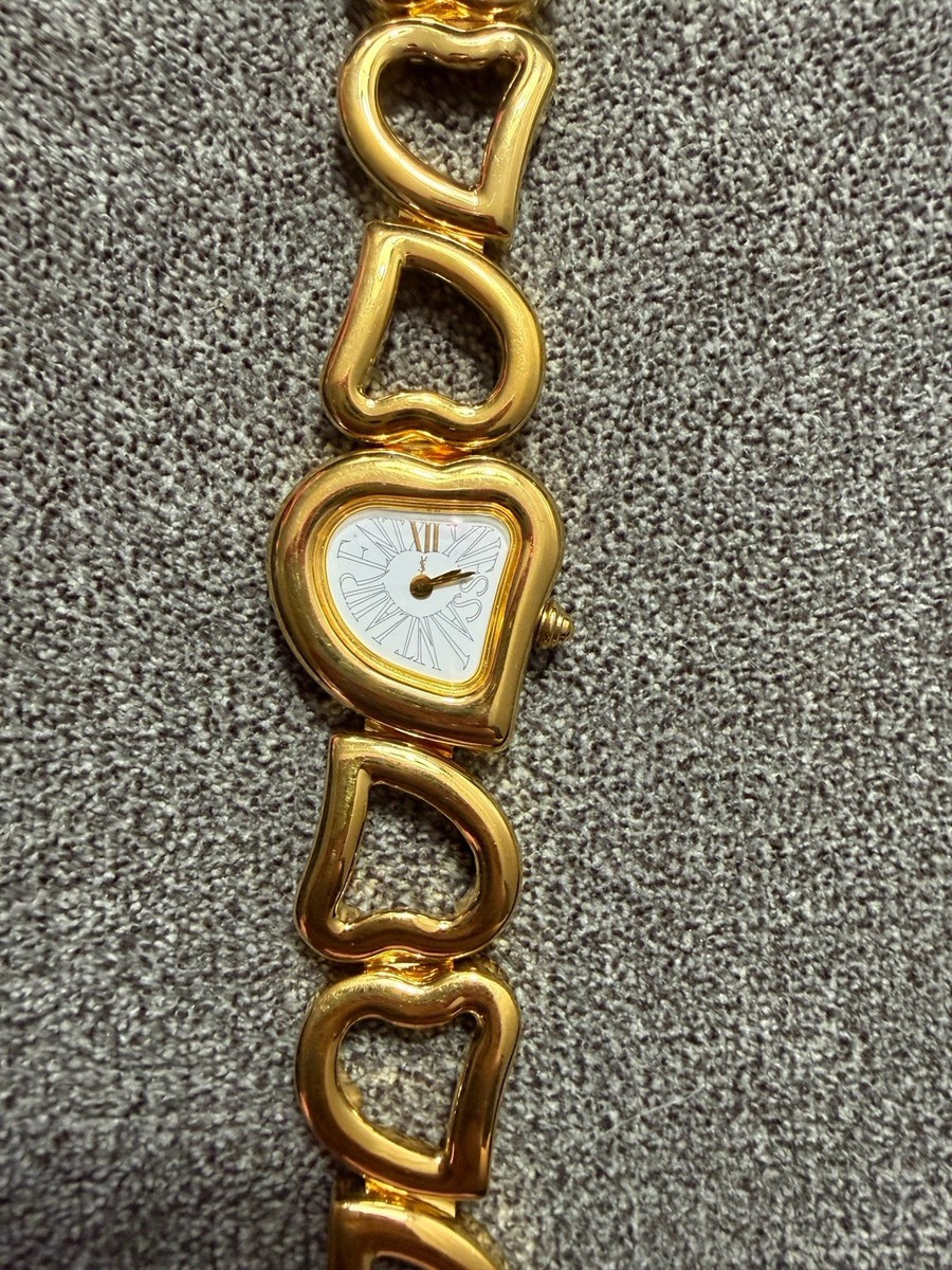 Yves Saint Laurent YSL  Gold Plated Heart Bracelet Watch Vintage Rare | eBay US