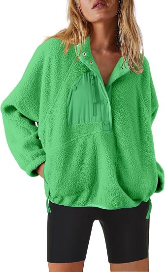 Nirovien Womens Fleece Pullover Quarter Zip Sherpa Jacket Fuzzy Sweatshirt | Amazon (US)