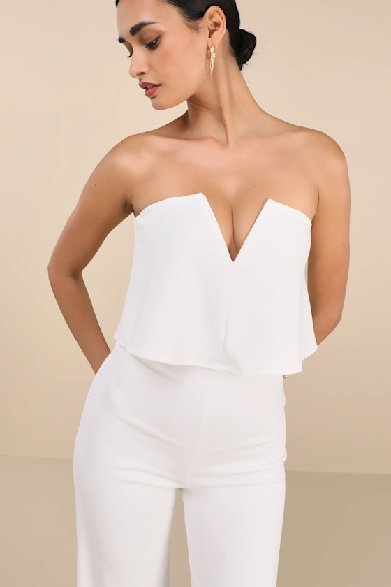Power of Love White Strapless Jumpsuit | Lulus