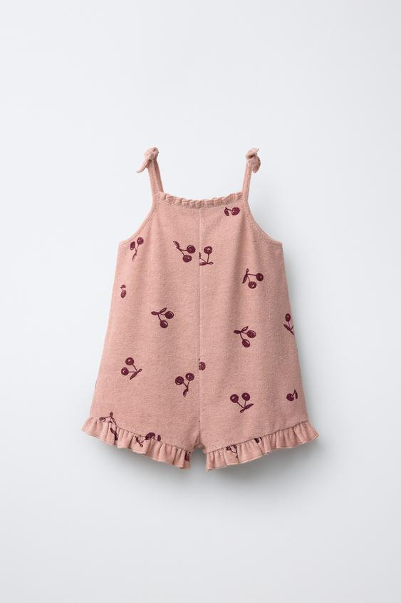 CHERRY TERRY CLOTH SHORT JUMPSUIT | Zara US
