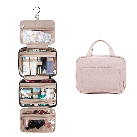 BAGSMART Toiletry Bag Travel Bag with hanging hook, Water-resistant Makeup Cosmetic Bag Travel Or... | Amazon (US)