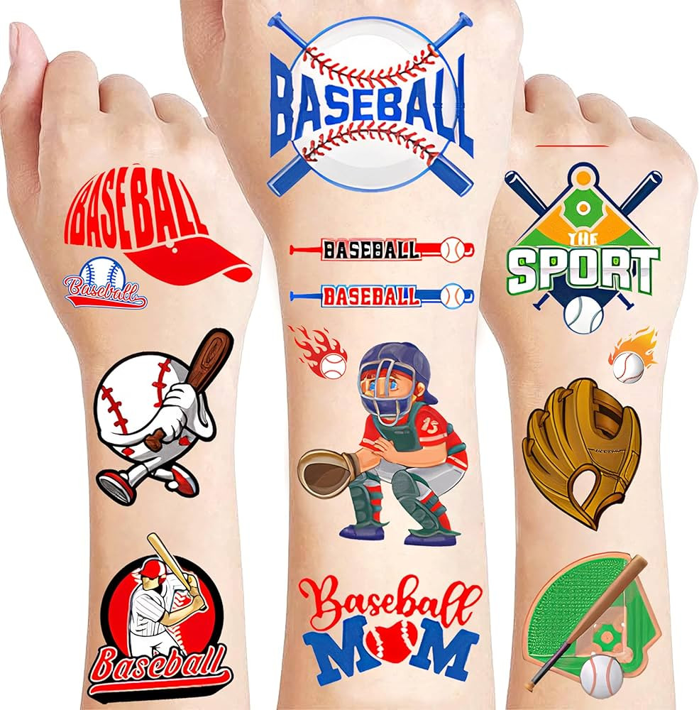 10 sheets Baseball Tattoos for Kids Boys, Baseball Temporary Tattoos Stickers, Baseball Party Fav... | Amazon (US)