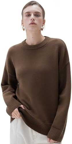 SUUKSESS Women Cashmere Oversized Long Sleeve Pullover Sweater Crew Neck Jumpers | Amazon (US)