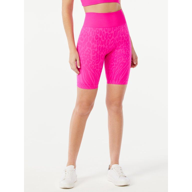 Sofia Active by Sofia Vergara Women's Seamless High Waisted Animal Print Bike Shorts | Walmart (US)