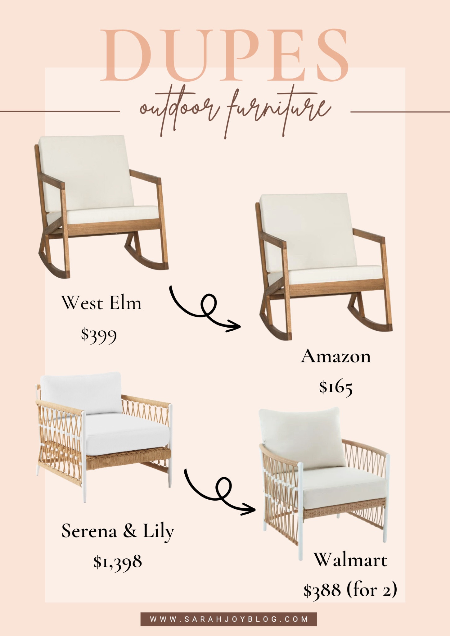 Outdoor furniture dupes! 

Outdoor furniture, patio furniture, Sarah Joy
#outdoor #home #decor #dupe

#LTKSeasonal #LTKhome