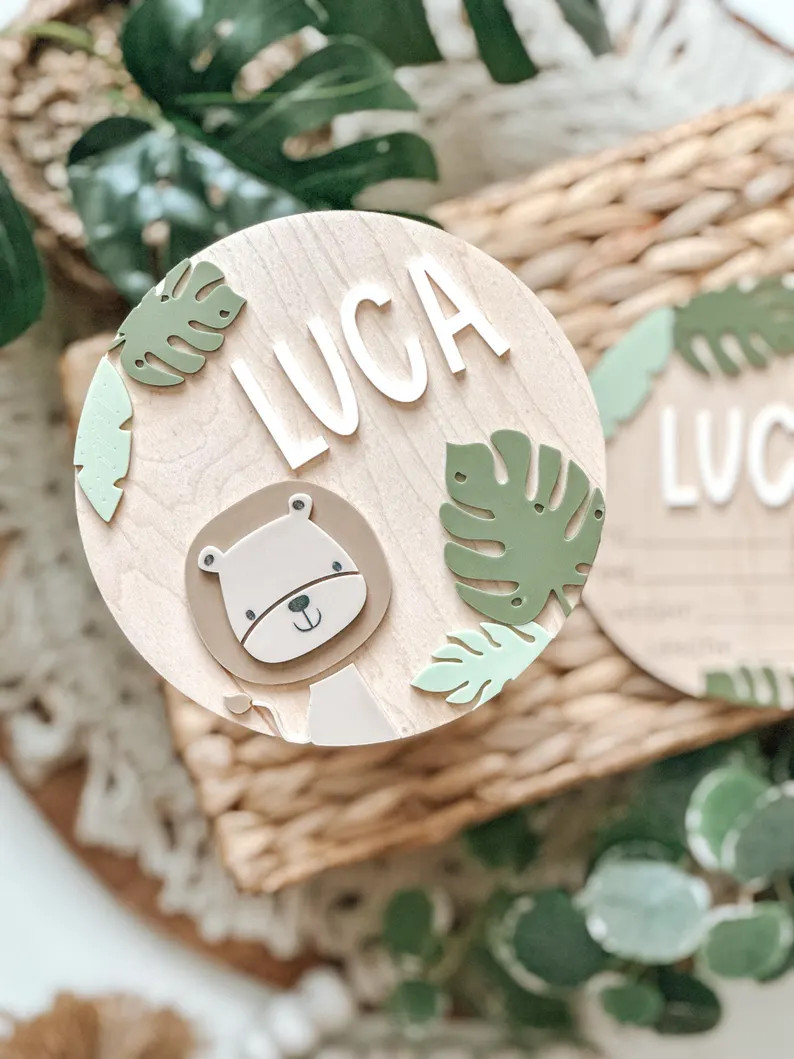 Baby Birth Stats Board, Jungle Baby Name Announcement, Birth Announcement, Baby Name Sign, Baby P... | Etsy (Global)