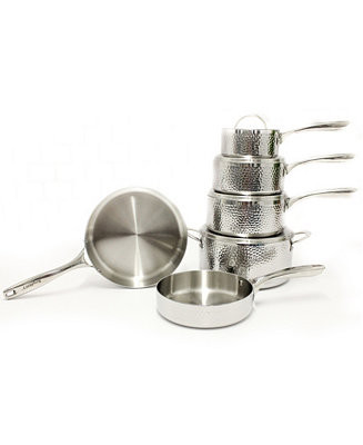 Hammered 10 Piece 3-Ply Stainless Steel Cookware Set - Macy's | Macy's