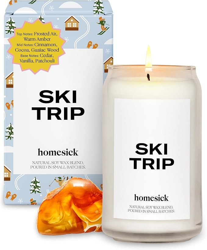 Homesick Scented Candles for Home (Ski Trip) - 13.75 oz Long-Lasting Natural Soy Wax Blend Jar Ca... | Amazon (US)