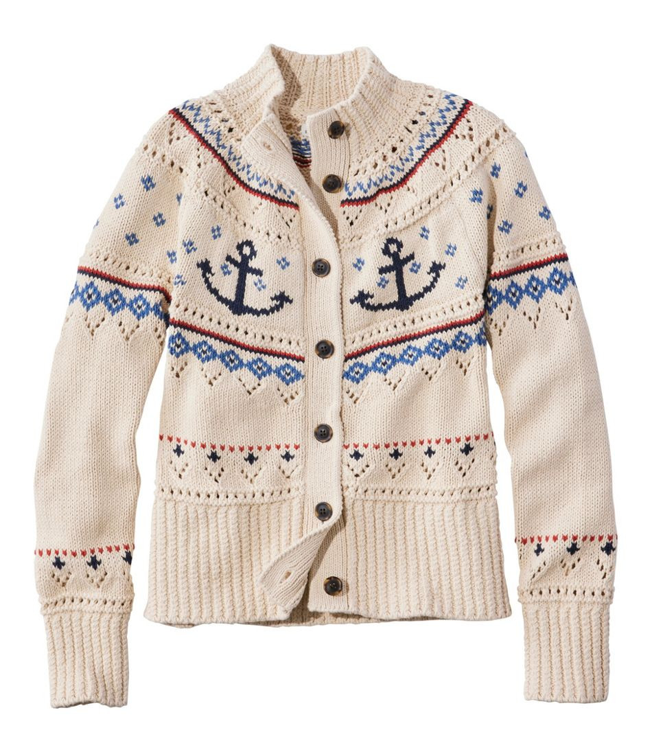 Women's Signature Cotton Fisherman Sweater, Short Cardigan Fair Isle | L.L. Bean