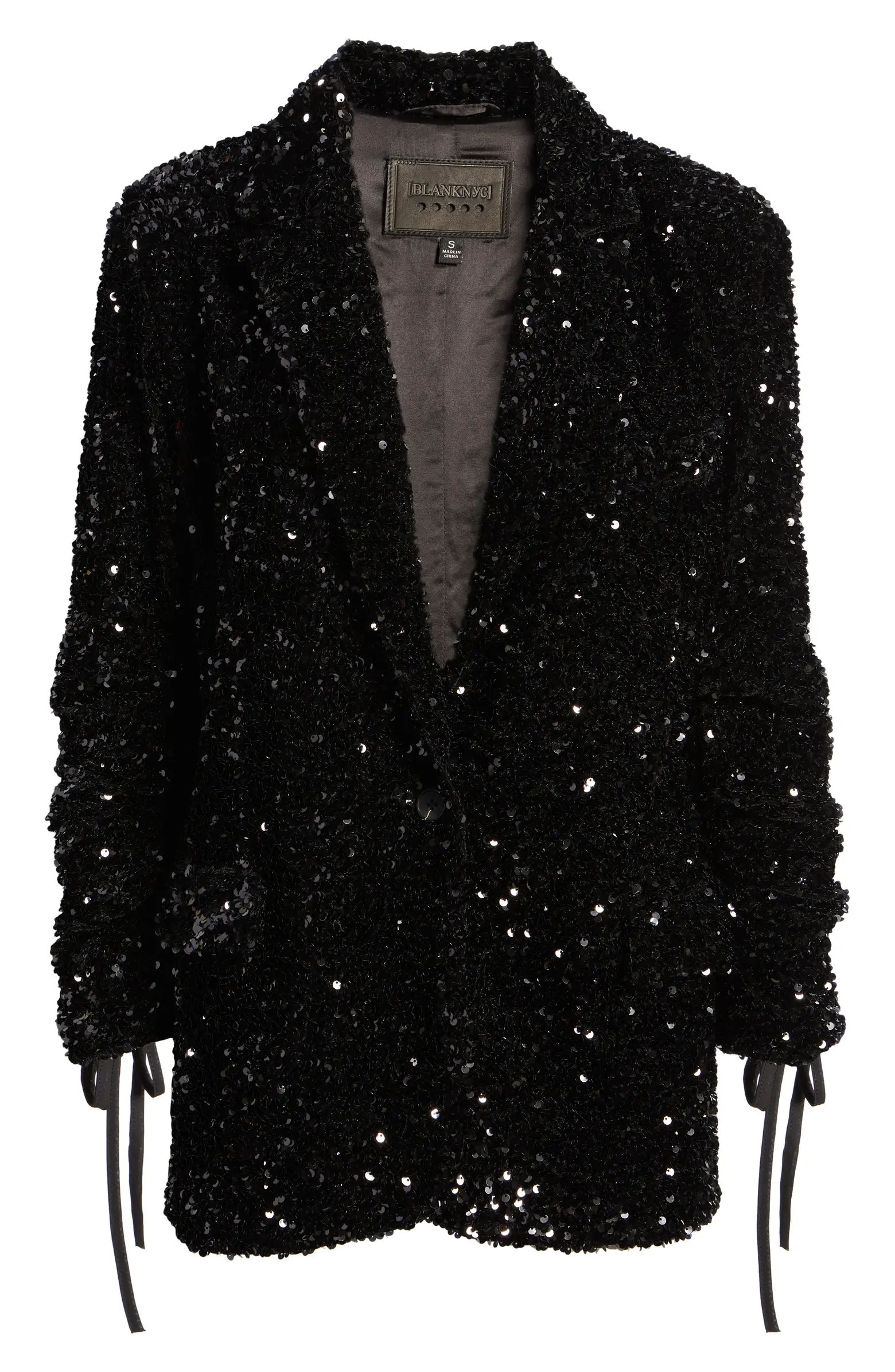 Sequin Ruched Sleeve Blazer | Nordstrom