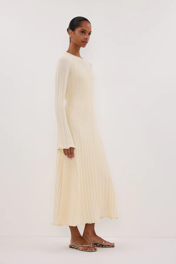 SYLVIA CREAM KNIT MIDI DRESS | DISSH