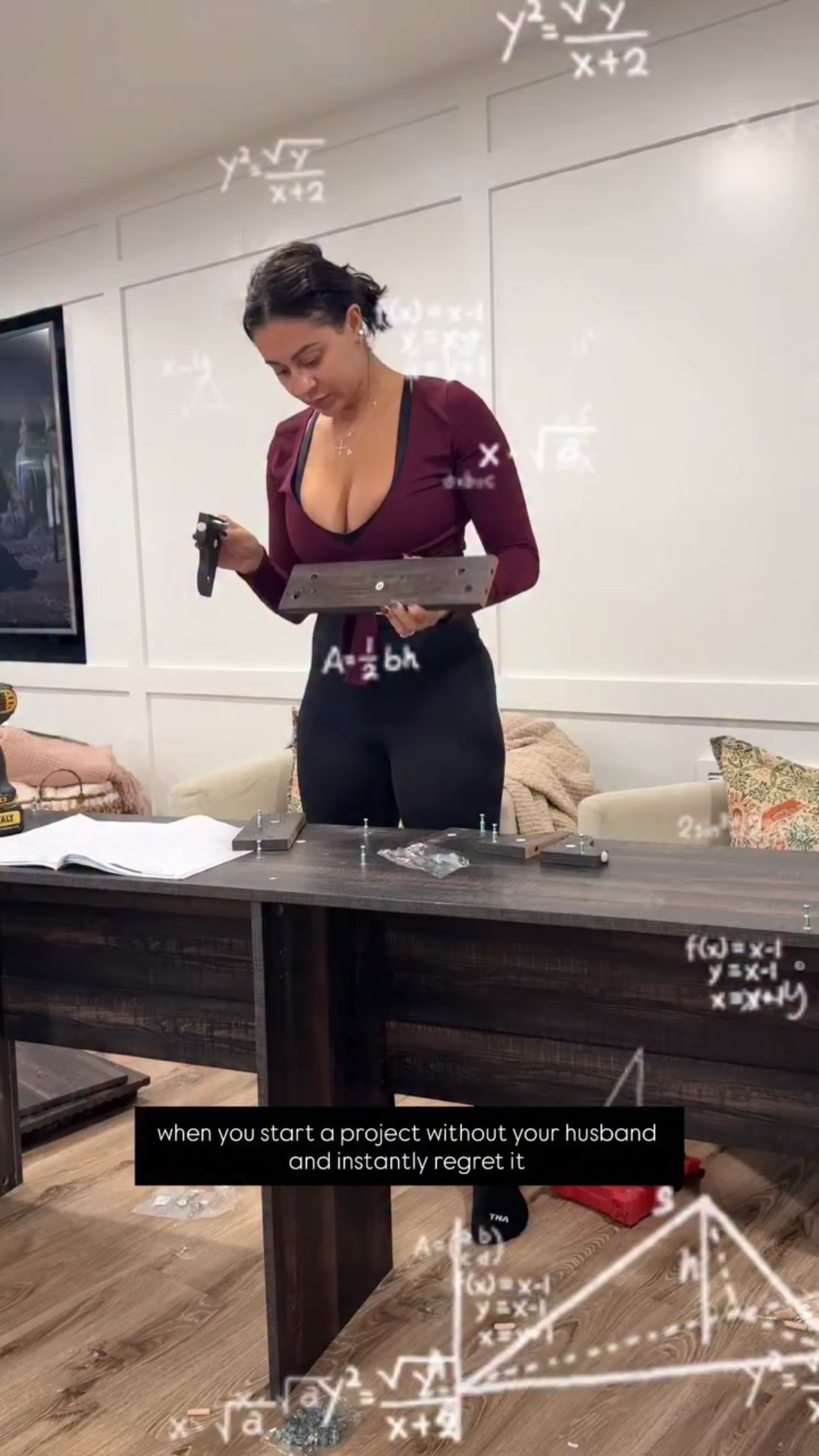 I can’t believe this is my real life rn. This is what I mean when I say part of our unspoken marriage rules is that Alex builds everything. I am no Bob the Builder and I know when to outsource 😭

Marriage comedy, relationship humor, mom humored 

@dewalttough @homedepot