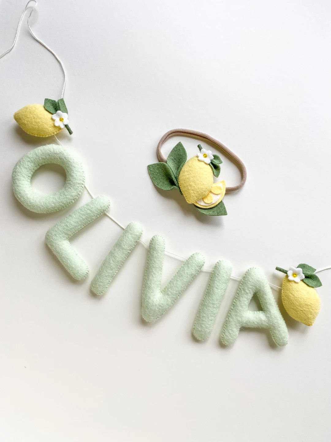 Personalized Felt Lemon Name Banner Garland Nursery Decor | Etsy (US)