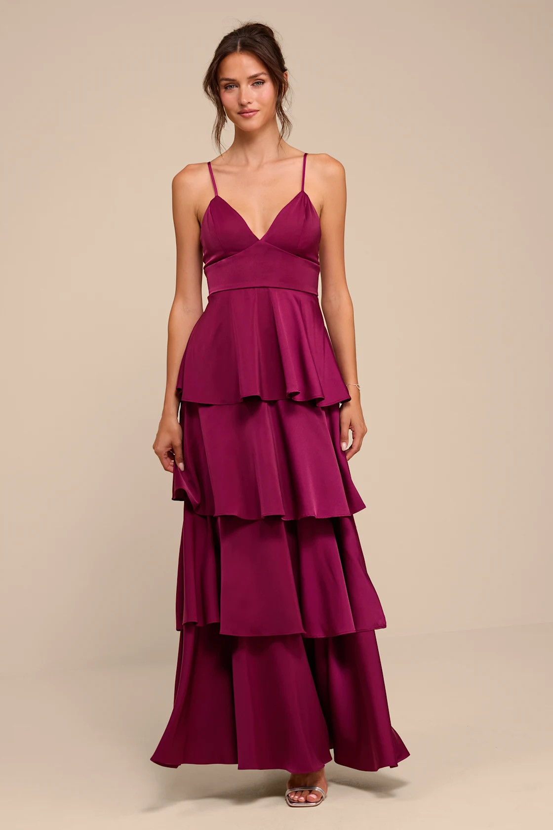 Going with Elegance Plum Purple Satin Tiered Gown | Lulus
