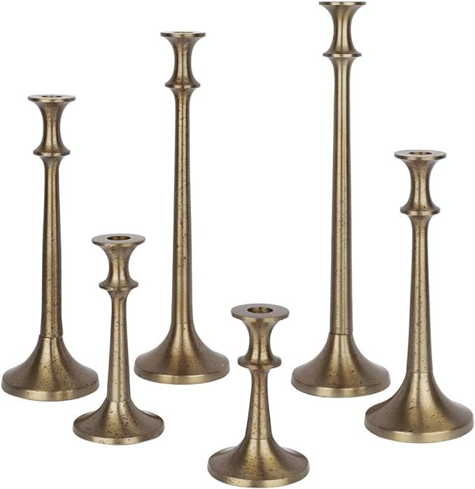 Koyal Wholesale Rustic Antique Taper Candlestick Holders, Taper Candle Holder Set of 6, Tall Cand... | Amazon (US)