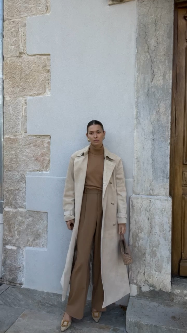 Neutral outfit, suede trench coat, maxi coat, neutrals, autumn style, tailored trousers, Vivere, roll neck top, camel top, tan trousers, Mac coat 

#LTKSeasonal #LTKstyletip #LTKeurope