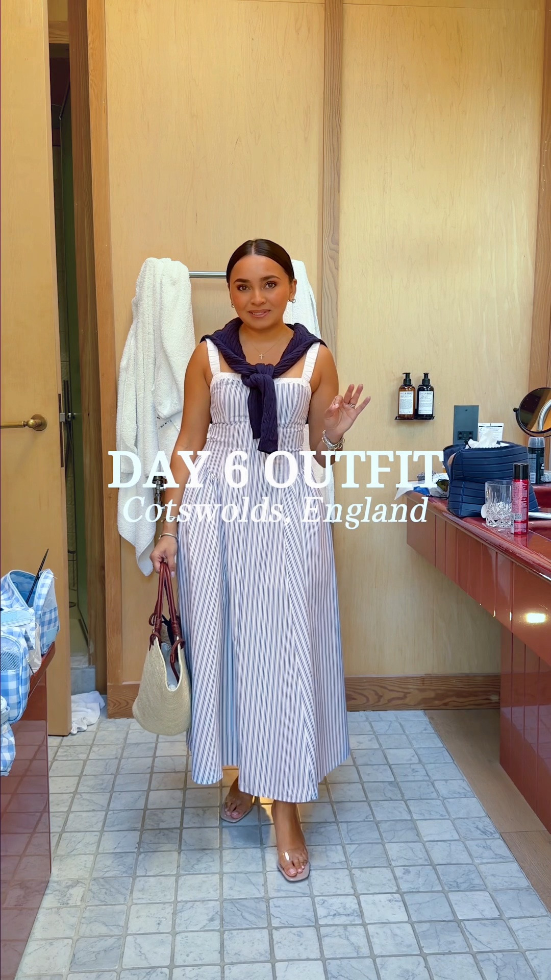 Blue stripe dress size xs petite TTS 
Navy blue cardigan size xxs TTS
Clear heels size 5 TTS

#LTKootd #LTKPetite #LTKTravel