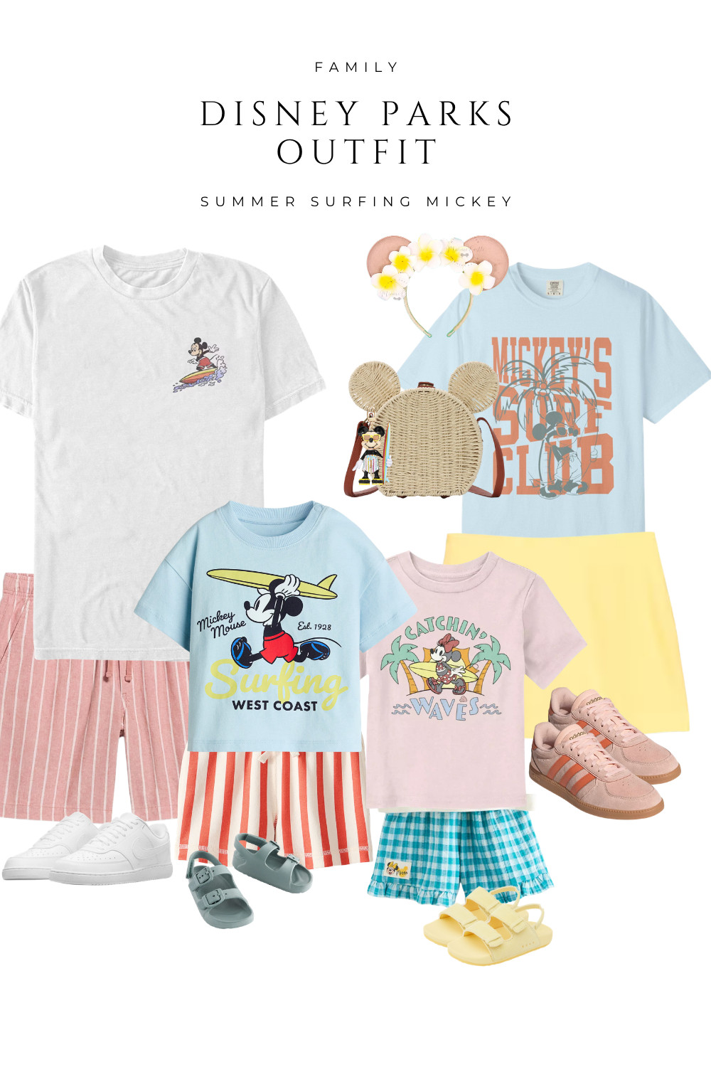  Family matching summer outfits for Disney Parks featuring surf-inspired Mickey tees, breathable shorts, and comfy sneakers. Perfect for warm park days  

 

#LTKootd #LTKTravel #LTKKids